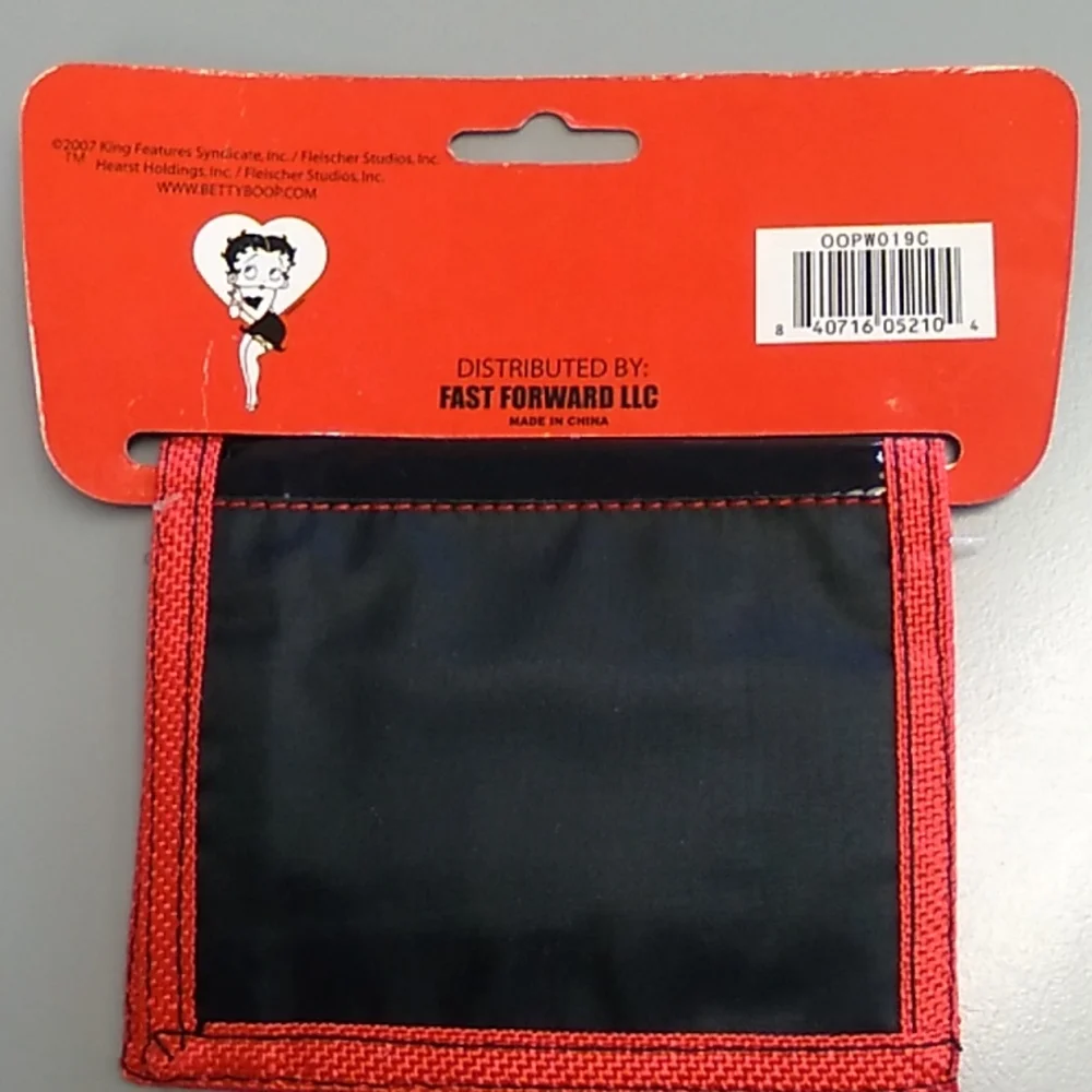 Betty Boop folding money wallet bag black vinyl with red trim small adult kid